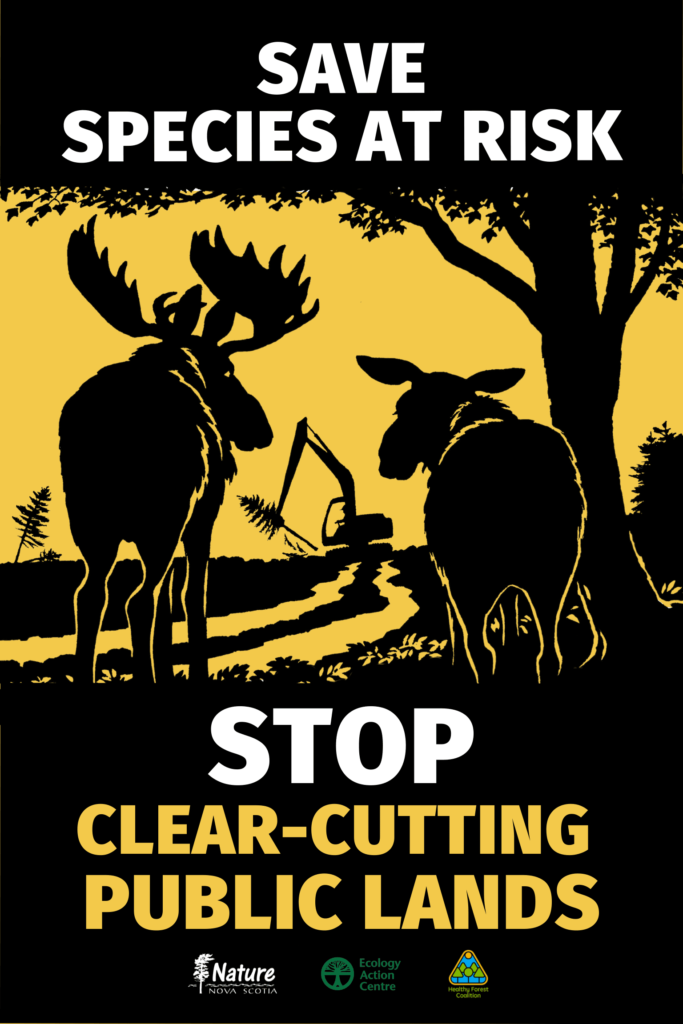 lawn sign image with moose and tree feller